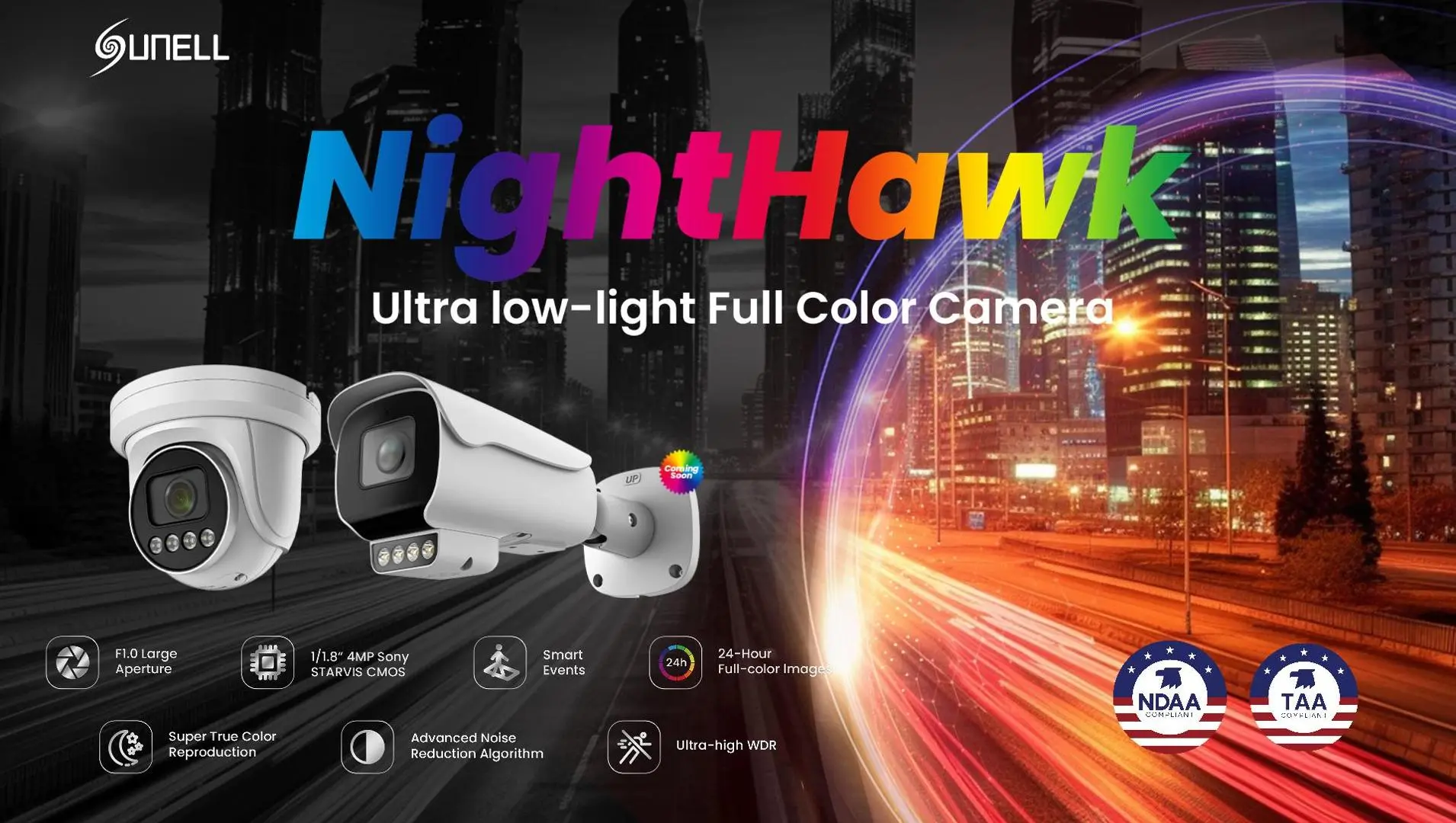 كاميرا سونيل نايت هوك الذكية فائقة الإضاءة بالألوان الكاملة